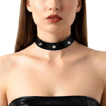 Чокер с шипами Art of Sex - Mistress, цвет черный с эффектом мокрого бархата SX3806 фото