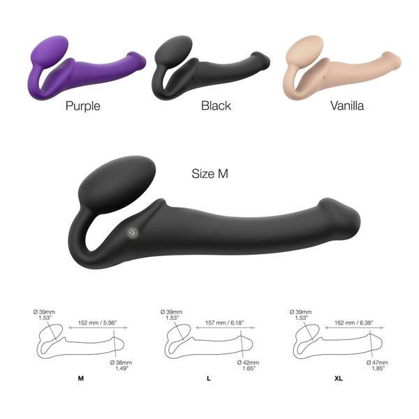 Безремневой страпон с вибрацией Strap-On-Me Vibrating Violet L, диам. 4,2 см, пульт ДУ, регулируемый SO3825 фото
