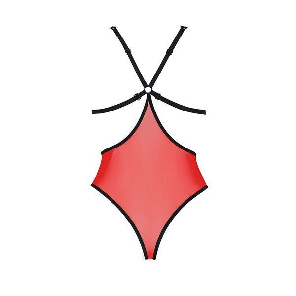Полупрозрачное боди с кружевом Passion PEONIA BODY red SO8461 фото
