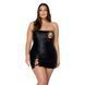 Мінісукня з екошкіри Passion CELINE CHEMISE, black, шнурівка, трусики в комплекті SO7062 фото 1