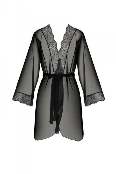Пеньюар Passion AMBERLY PEIGNOIR black, S/M, пояс у комплекті SX0463 фото