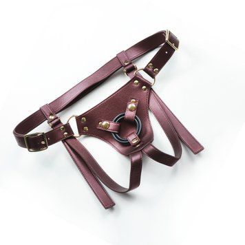 Трусики для страпона Strap-On-Me Harness Generous Aubergine, One Size, искусственная кожа, регулируемые ремни, сменные крепления д SX0674 фото