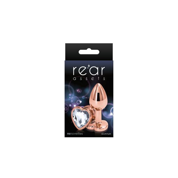 NS Novelties Rear Assets - Rose Gold Heart - Medium - Clear