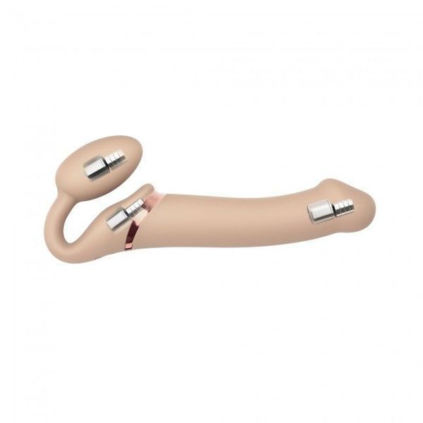 Безремінний страпон з вібрацією Strap-On-Me Vibrating Flesh L, діаметр 4,2 см, пульт ДК, регульований SO3828 фото