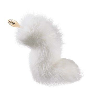 Металлическая анальная пробка Лисий хвост LOCKINK SEVANDA White Fox-Tail Anal Rose-shape Plug SX0866 фото