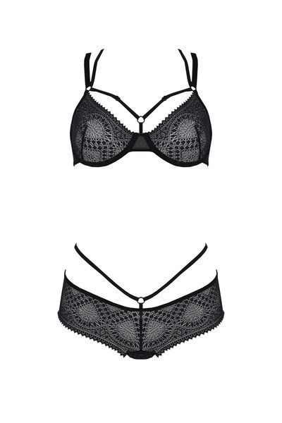Комплект Passion DROSERA BIKINI black, бюстгальтер і трусики-кюлоти SX0468 фото