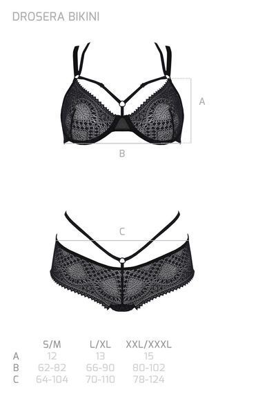 Комплект Passion DROSERA BIKINI black, бюстгальтер і трусики-кюлоти SX0468 фото