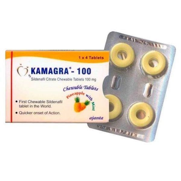 Таблетки для потенції жувальні Kamagra 100 Ананас та Ментол (ціна за 4 табл.) LS11010 фото