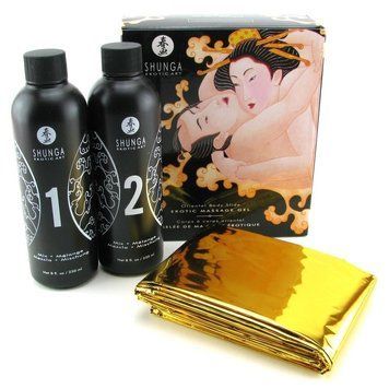 Гель для NURU-массажа Shunga Oriental Body-to-Body &ndash; Melon Mango (2 x 225 мл) плюс простыня SO2553 фото