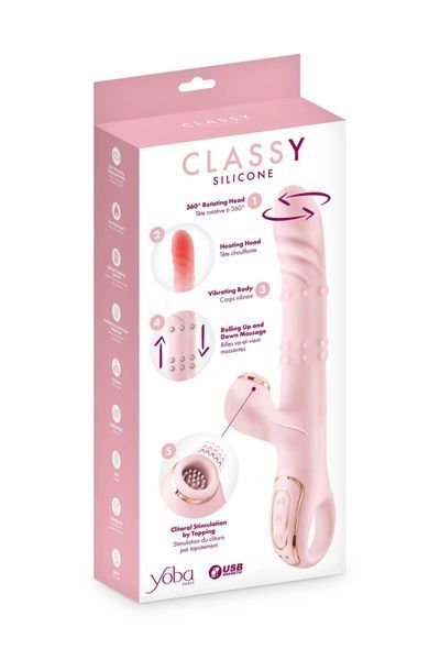 Вибратор-кролик 5в1 Yoba Classy, вибрация, ротация, пульсация, жемчужный массаж SX3983 фото