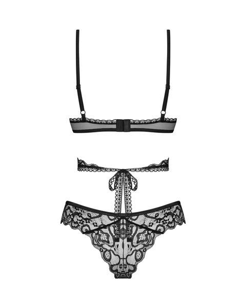 Комплект Obsessive Blomentis 2-pcs set, мереживний, ліф із зав&rsquo;язками на спині, трусики-сліпи SX1030 фото