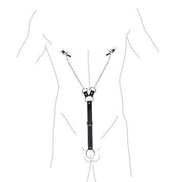 Затискачі для сосків з фіксацією на пенісі Art of Sex &ndash; Nipple Clamps for Men, екошкіра SO5146 фото