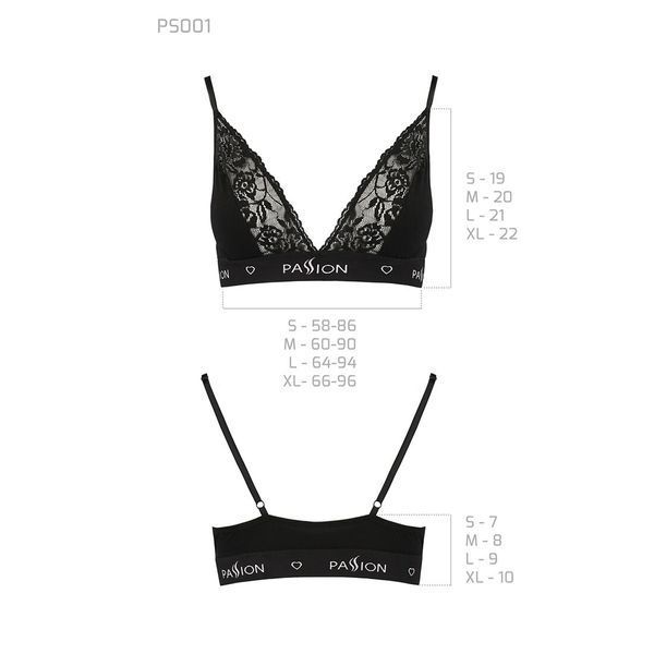 Эластичный топ с кружевом Passion PS001 TOP, black SO4175 фото