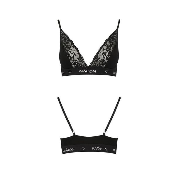 Эластичный топ с кружевом Passion PS001 TOP, black SO4175 фото