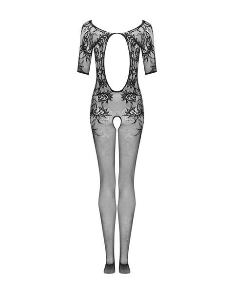 Сетчатый бодистокинг с цветочным рисунком Obsessive Bodystocking F238 S/M/L, black, с доступом, имит SO7692 фото