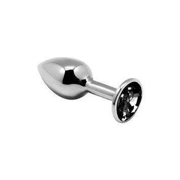 Металлическая анальная пробка с кристаллом Alive Mini Metal Butt Plug Black  SO6011 фото