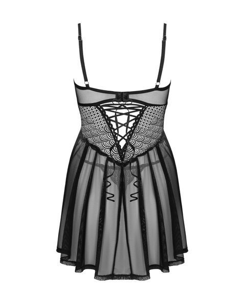 Эротический комплект Obsessive Chemeris babydoll & thong, пеньюар и стринги SO9758 фото