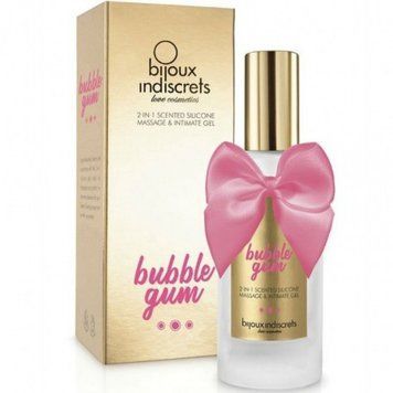 Масажний гель-лубрикант 2 в 1 Bijoux Bubblegum зі смаком жуйки, 100 мл