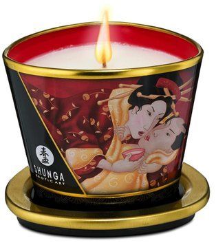 Массажная свеча Shunga Massage Candle Strawberry с ароматом клубники, 170 мл SO2513 фото