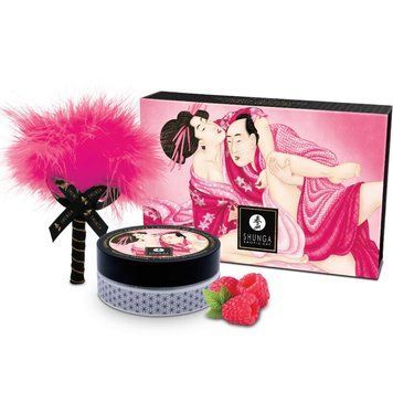 Вкусная пудра для оральных ласк Shunga Body Powder Raspberry feeling, 75 г, аромат малины SX0588 фото