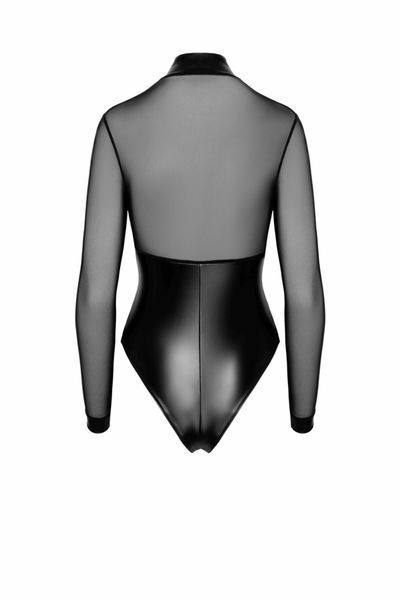 Боди Noir Handmade F321 Edge, XXL, низ под латекс, верх сетка, молния на все тело, декор кольца SX0361 фото