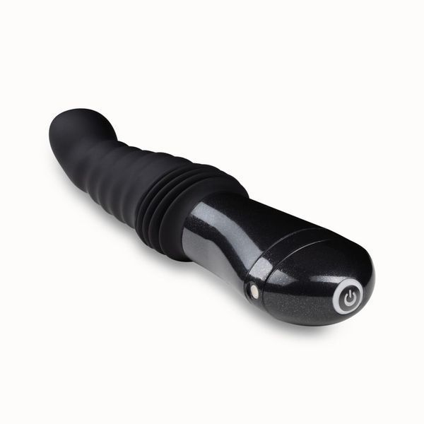 Пульсатор Blush Temptasia &ndash; Lazarus Thrusting Dildo &ndash; Black, ребристий стовбур, 3 швидкості SO8836 фото