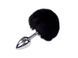 Металлическая анальная пробка Кроличий хвостик Alive Fluffy Plug  Black SO6312 фото 1