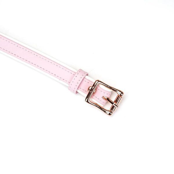 Кожаная маска на глаза Liebe Seele White & Pink Fairy Goat Leather Blindfold SX2824 фото
