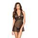 Прозора сорочка приталена Passion TARANEE CHEMISE, black, трусики EL13802 фото 1