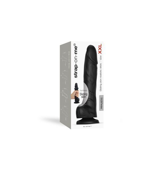Реалістичний фалоімітатор Strap-On-Me Sliding Skin Realistic Dildo Black XXL, ефект рухливої шкіри SO6259 фото