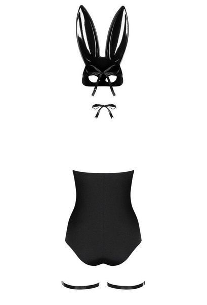 Еротичний костюм кролика Obsessive Bunny costume, black, боді, чокер, гартери, панчохи, маска SO7701 фото