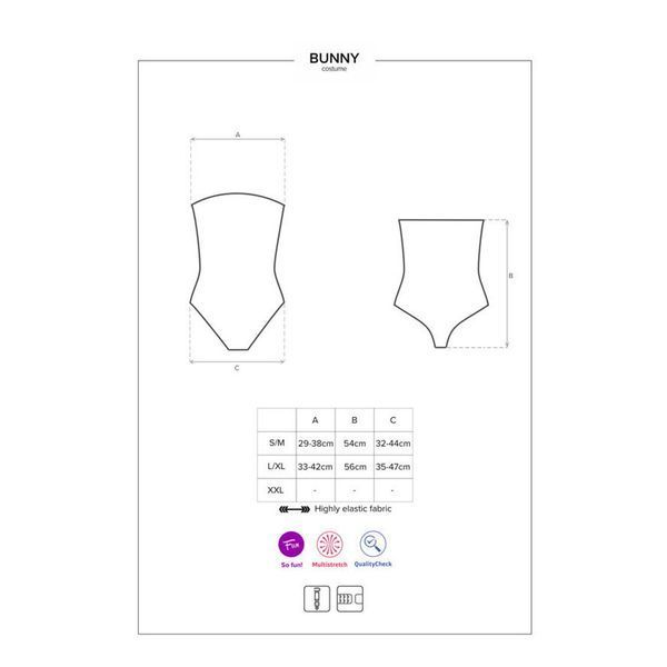 Еротичний костюм кролика Obsessive Bunny costume, black, боді, чокер, гартери, панчохи, маска SO7701 фото