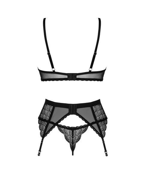 Комплект Obsessive Chemeris 3-pcs set, стрінги, пояс для панчіх, бюстгальтер SO9768 фото