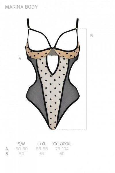 Эротическое боди Passion MARINA BODY, beige, с открытыми чашками SO9715 фото