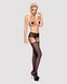 Сетчатые чулки-стокинги с кружевным поясом Obsessive Garter stockings S307 S/M/L, черные SO7270 фото 3