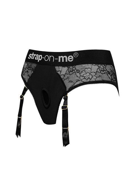 Кружевные трусы для страпона с подвязками для чулок Strap-On-Me DIVA HARNESS  SO5096 фото