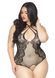 SO8609 Тедди с открытым доступом Leg Avenue Net and lace crotchless teddy 1X&ndash;2X Black, шнуровка на с SO8609 фото 3