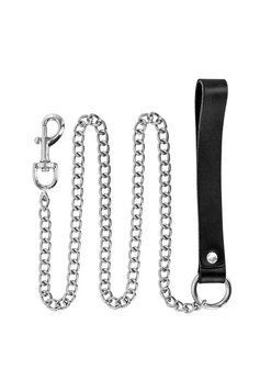 Повідець з натуральної шкіри Fetish Tentation Premium Metal leash with cowhide leather wrist 115 см SX1097 фото
