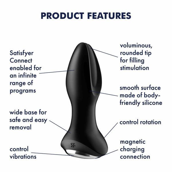 Анальна смарт-пробка із ротацією Satisfyer Rotator Plug 2+, чорний SO6279 фото