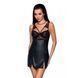 Бэби-долл из эко-кожи и кружева Passion LOONA CHEMISE, black SO5359 фото 1