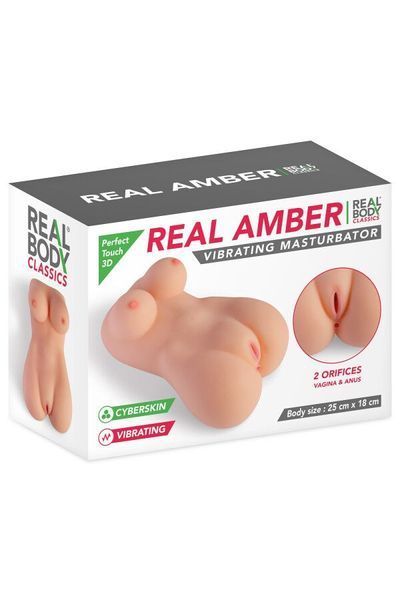 Мастурбатор-мініторс з вібрацією Real Body Real Amber, вагіна та анус, 25х18 см SO9948 фото