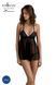 Пеньюар Passion KERRIA CHEMISE black, мереживний верх, трусики в комплекті SX0488 фото