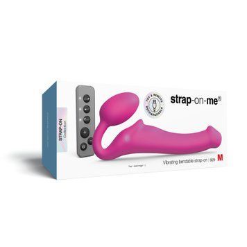 Безремневой страпон с вибрацией Strap-On-Me Vibrating Fuchsia, пульт ДУ, регулируемый SX2571 фото