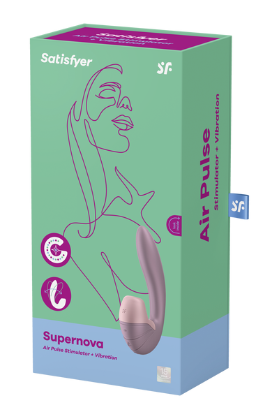 Двойной вибратор с вакуумной стимуляцией Satisfer Air Pulse Supernova розовый SO6108 фото