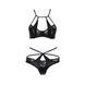 Комплект белья Passion Exclusive NAVEL SET, black, трусики и лиф с элементами под латекс PS24902 фото 5