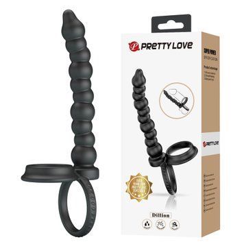 Кільце-насадка Pretty Love Dillion для подвійного проникнення, чорна, 19 х 2.2 см BI-210331 фото