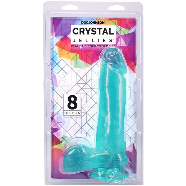 Реалістичний фаллоімітатор Doc Johnson Crystal Jellies Teal 21 см, TPE SX4424 фото