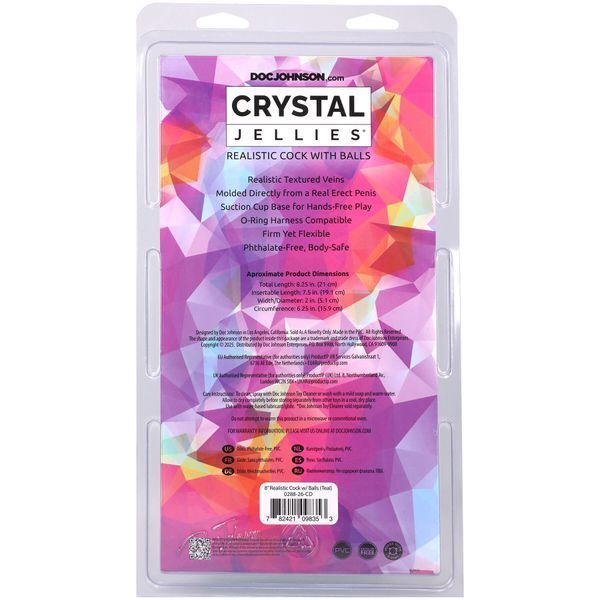 Реалістичний фаллоімітатор Doc Johnson Crystal Jellies Teal 21 см, TPE SX4424 фото