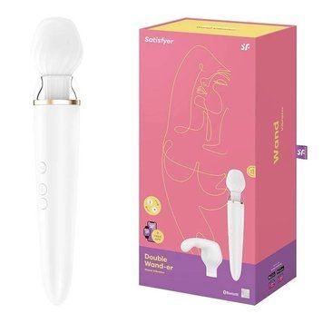 Смарт-масажер-мікрофон Satisfyer Double Wand-er Connect App, білий SO6135 фото