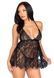 Сорочка беби-долл Leg Avenue Floral lace babydoll & string Black, стринги SO9169 фото 4